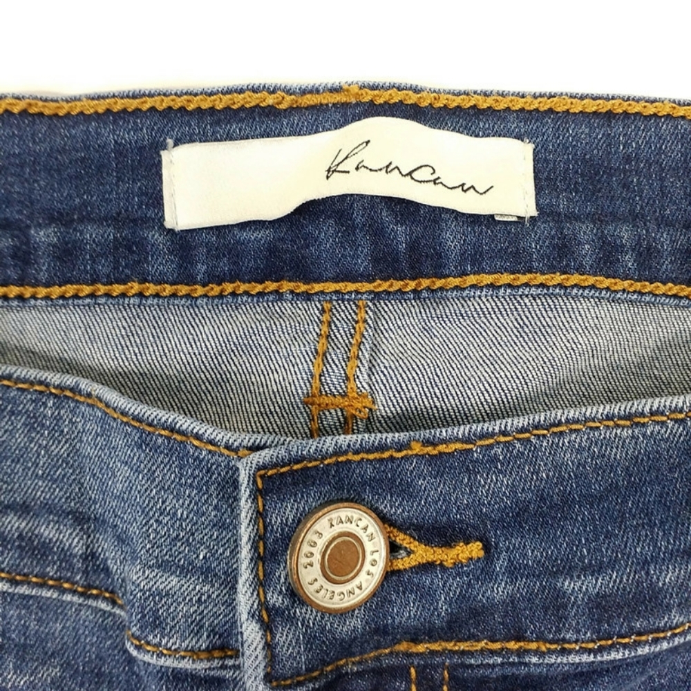 KanCan Medium Wash Mid Rise Distressed Split Hem Ankle Skinny Jeans Womens 15/31 - Picture 12 of 15